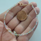 Tiny Pastel Bracelet Dainty Gemstone Beaded Jewelry Minimalist Crystal Bracelet Rose Quartz Apatite Peridot Birthday Gift Niece Daughter