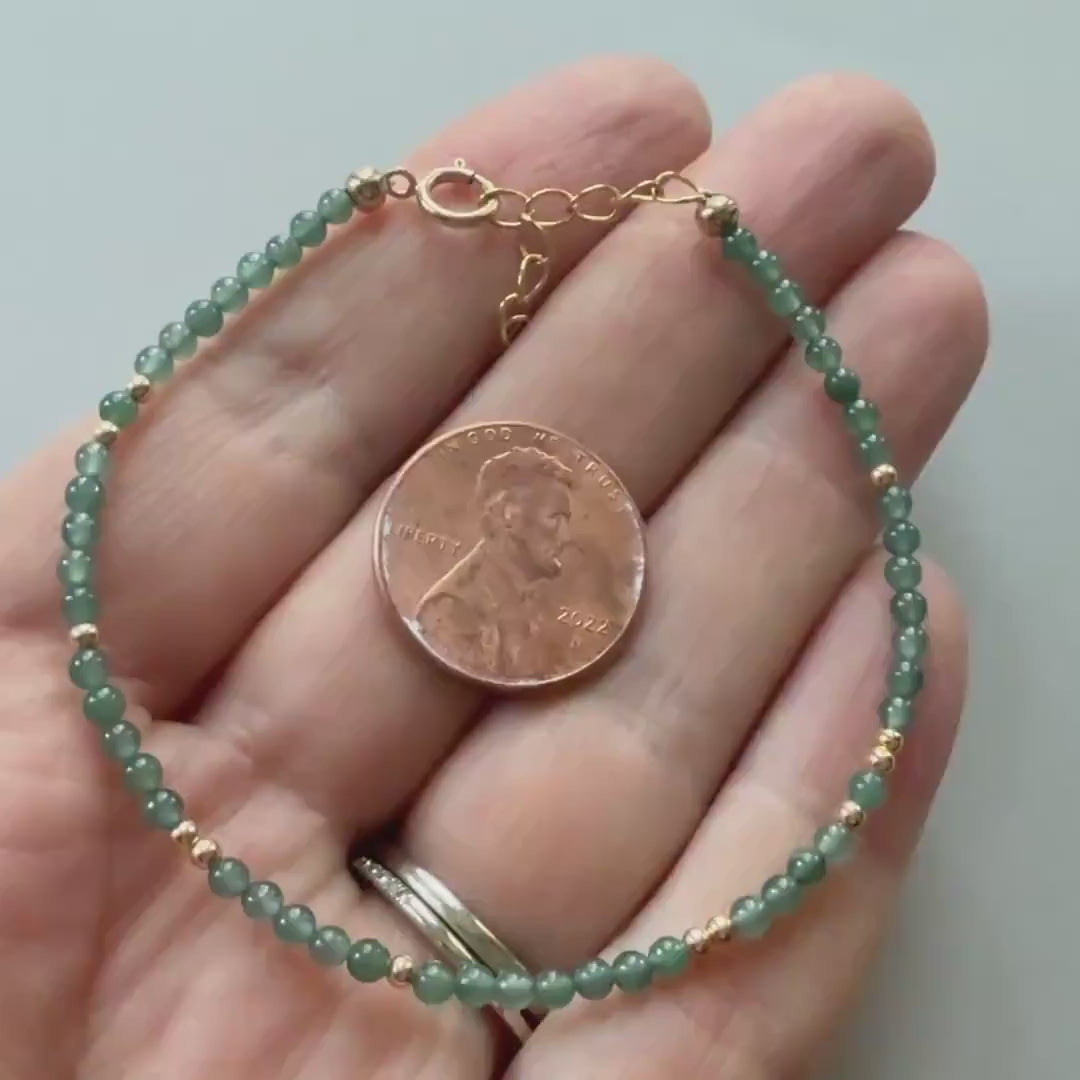 Natural Jade Bracelet Dainty Green Jade Gemstone Beaded Bracelet Everyday Jewelry Stacking Gift Minimalist Crystal Birthday Gift Mom Wife