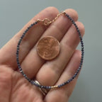 Tiny Blue Sapphire Bracelet Dainty Gemstone Beaded Bracelet Crystal Minimalist Jewelry September Birthstone Gift for Women Wife Daughter
