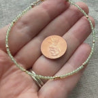 Tiny Peridot Bracelet Dainty Gemstone Beaded Bracelet Green Crystal Minimalist Jewelry August Birthstone Birthday Gift for Wife Daughter