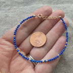 Tiny Lapis Lazuli Bracelet Dainty Gemstone Beaded Bracelet Stacking Minimalist Blue Crystal Bracelet Healing Jewelry Birthday Gift Daughter