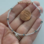 Tiny London Blue Topaz Bracelet Dainty Sky Blue Topaz Gemstone Beaded Jewelry Minimalist Crystal December Birthstone Birthday Gift Mom Wife