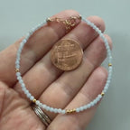 Tiny Angelite Bracelet Dainty Pale Blue Gemstone Beaded Bracelet Everyday Stacking Jewelry Minimalist Crystal Birthday Gift Wife Daughter