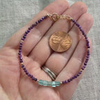 Tiny Apatite Bracelet Stichtite Dainty Gemstone Beaded Bracelet Purple Crystal Jewelry Minimalist Stacking Birthday Gift Daughter Niece