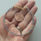 Tiny Sapphire Bracelet Dainty Gemstone Beaded Bracelet Minimalist Blue Crystal Jewelry September Birthstone Birthday Gift for Women Mom Wife