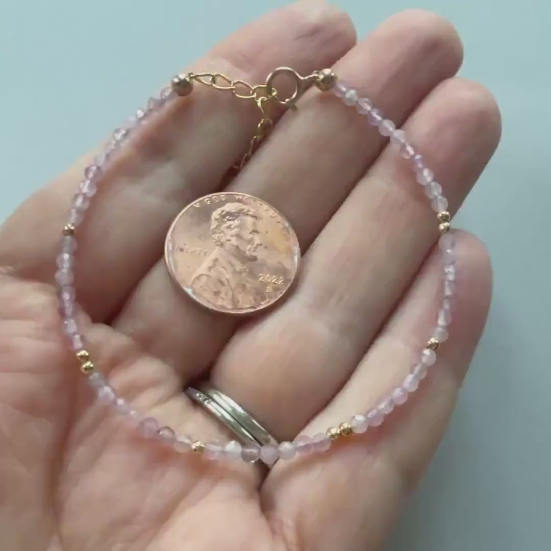 Tiny Rose Quartz Bracelet Dainty Pink Gemstone Beaded Bracelet Minimalist Jewelry Self Love Gift Self Care Birthday Gift Bridesmaid Mom Wife