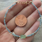 Tiny Kyanite Bracelet Dainty Green Paraiba Kyanite Gemstone Beaded Bracelet Minimalist Jewelry Crystal Birthday Gift for Women Daughter