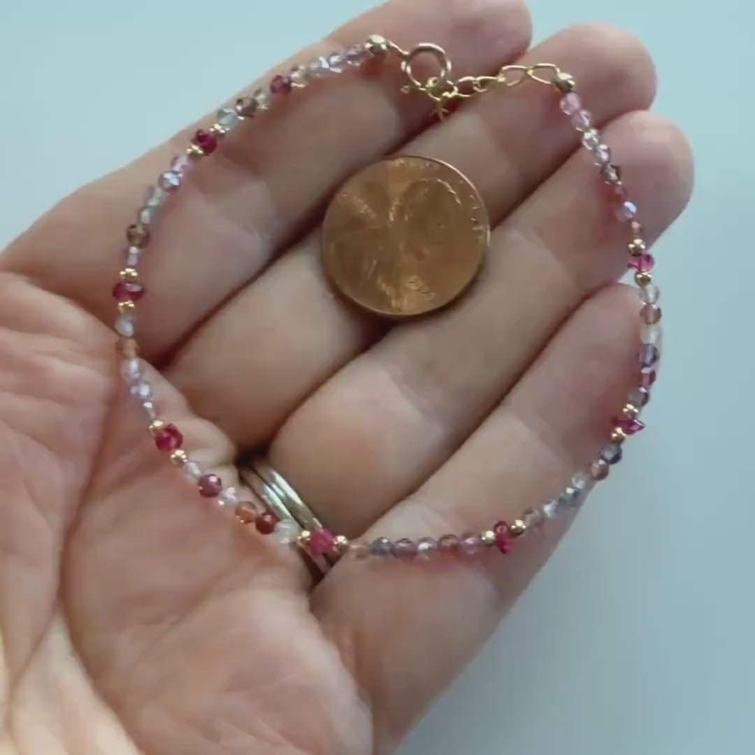 Multi Spinel Bracelet Dainty Gemstone Beaded Bracelet Minimalist Jewelry Chrystal Boho Chic Stacking Bracelet Birthday Gift for Women Wife