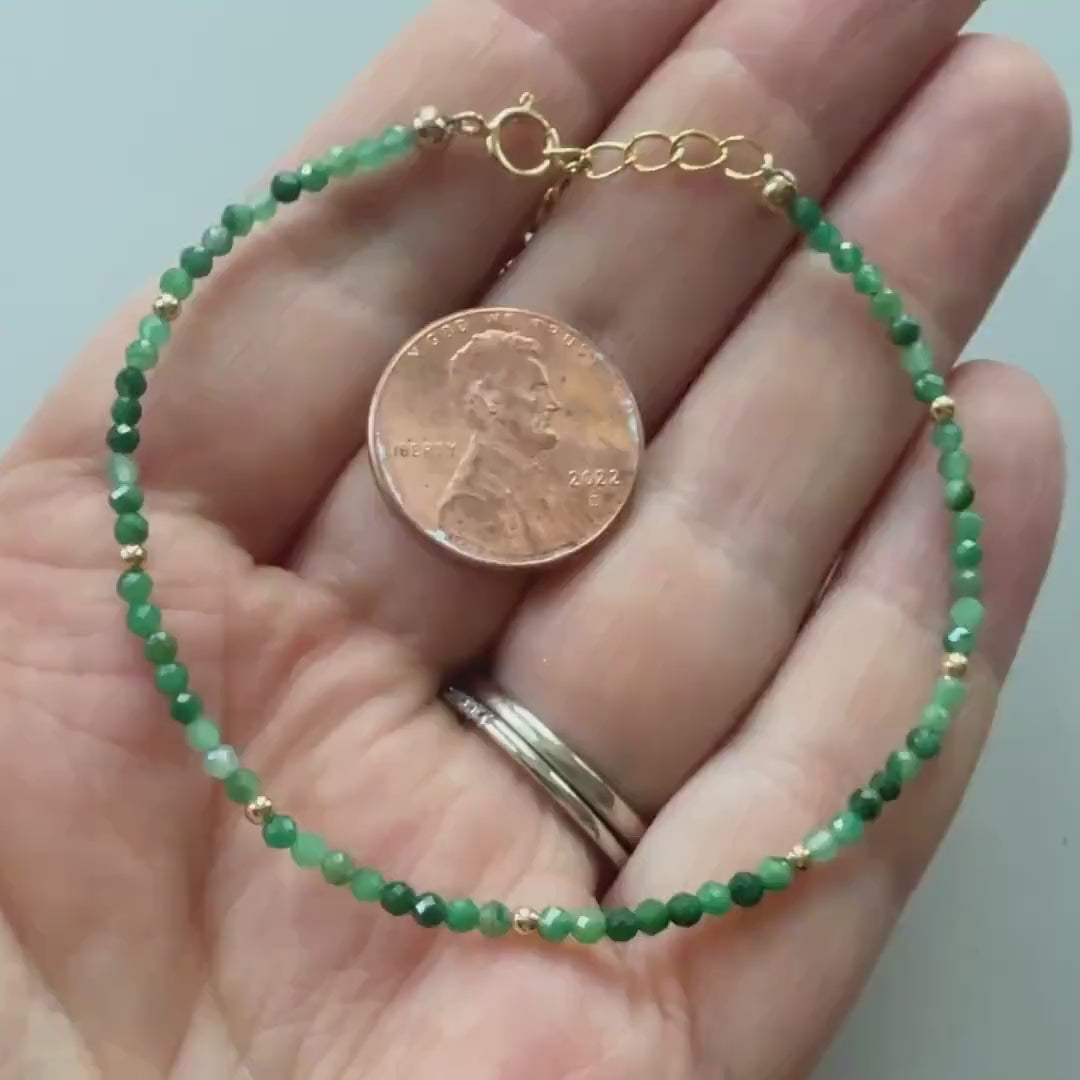 Jade Bracelet Dainty Jadeite Beaded Bracelet Green Gemstone Minimalist Jewelry Stacking Bracelet Gift Birthday Present Friend Mom Bridesmaid