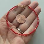 Tiny Italian Coral Bracelet Dainty Red Coral Jewelry Minimalist Coral Bracelet October Birthstone 35th anniversary gift Birthday Gift Mom