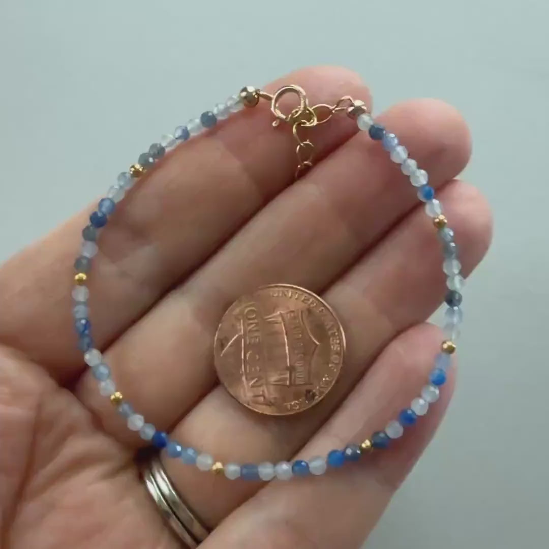 Tiny Blue Aventurine Bracelet Dainty Gemstone Beaded Bracelet Everyday Jewelry Everyday Minimalist Crystal Birthday Gift Mom Wife Daughter