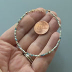 Tiny K2 Azurite Bracelet Dainty Gemstone Beaded Bracelet Blue Crystal December Birthstone Jewelry Minimalist Birthday Gift Bride Wife