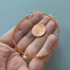 Tiny Carnelian Bracelet Dainty Gemstone Beaded Bracelet Sparkly Orange Crystal Jewelry Stackable Skinny Birthday Gift For Women Wife Mom