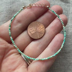 Tiny Turquoise Bracelet Dainty Gemstone Beaded Bracelet Blue Crystal December Birthstone Jewelry Minimalist Birthday Gift for Daughter Niece
