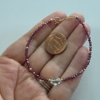 Tiny Garnet Bracelet Dainty Aquamarine Gemstone Beaded Bracelet Crystal Minimalist Jewelry January Birthstone March Birthday Gift for Women