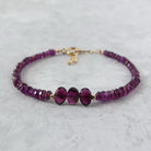 dainty rhodolite garnet purple bracelet delicate jewelry whimsy goth boho gift