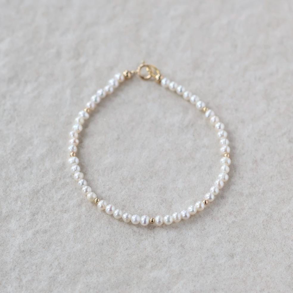 Natural Pearl Bracelet Dainty Small Pearl Jewelry Minimalist Freshwater Pearls June Birthstone Birthday Gift 30th Anniversary Bridesmaids