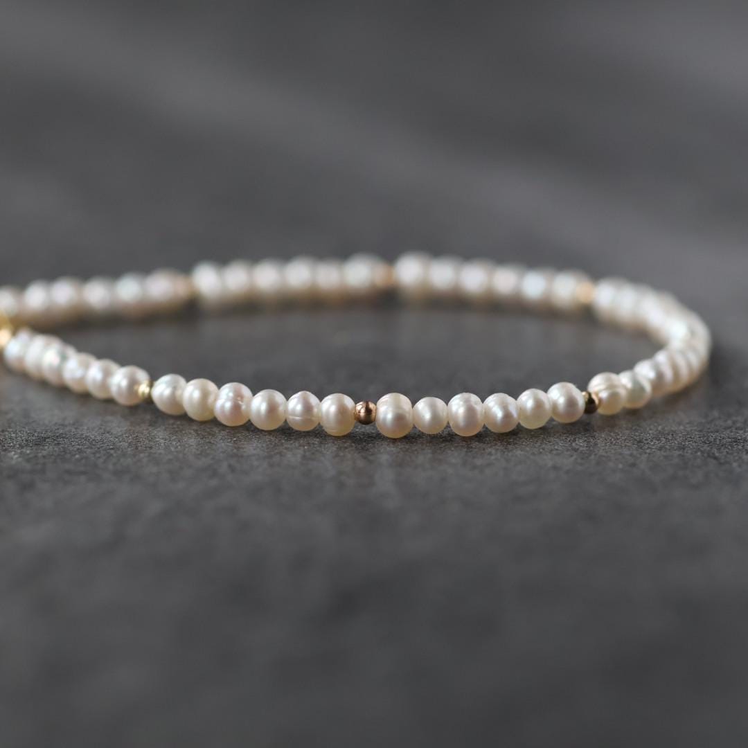 Natural Pearl Bracelet Dainty Small Pearl Jewelry Minimalist Freshwater Pearls June Birthstone Birthday Gift 30th Anniversary Bridesmaids