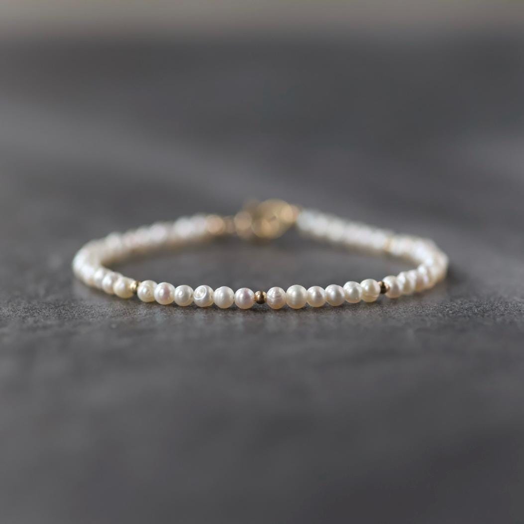 Natural Pearl Bracelet Dainty Small Pearl Jewelry Minimalist Freshwater Pearls June Birthstone Birthday Gift 30th Anniversary Bridesmaids