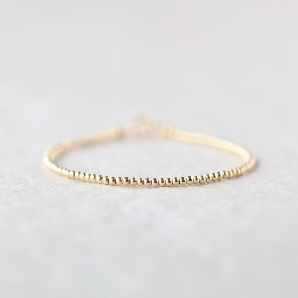 Tiny 2mm Gold Filled or Sterling Silver Beads Bracelet