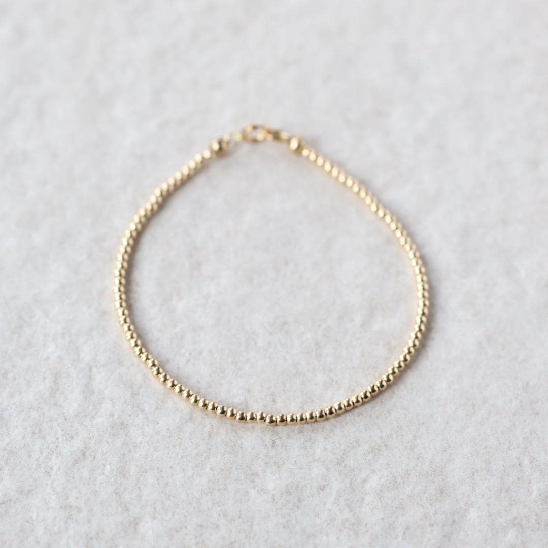 Tiny 2mm Gold Filled or Sterling Silver Beads Bracelet