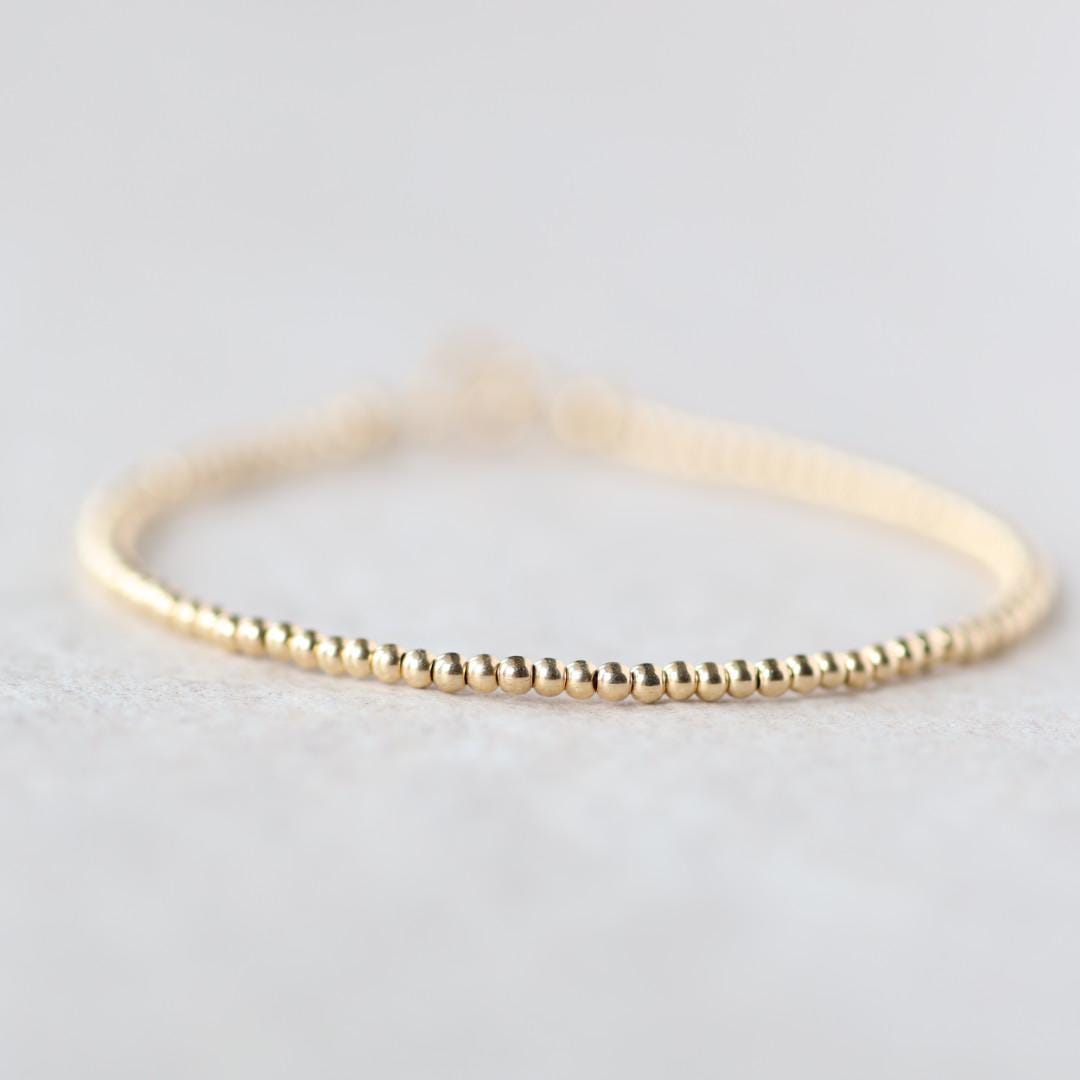 Tiny 2mm Gold Filled or Sterling Silver Beads Bracelet