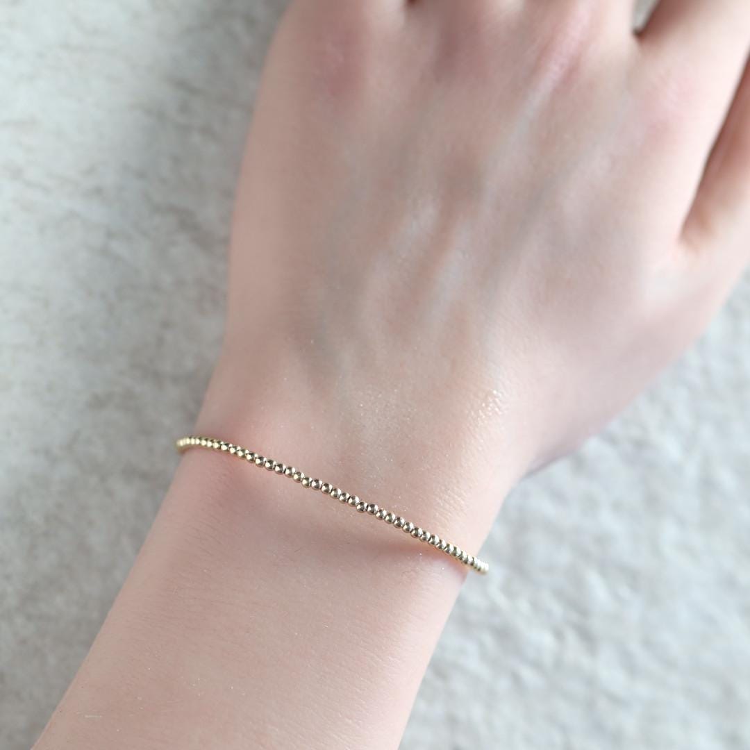 Tiny 2mm Gold Filled or Sterling Silver Beads Bracelet