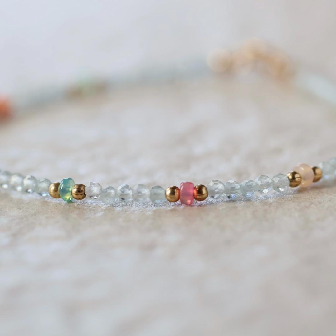 Tiny Pastel Opal and Aquamarine Bracelet