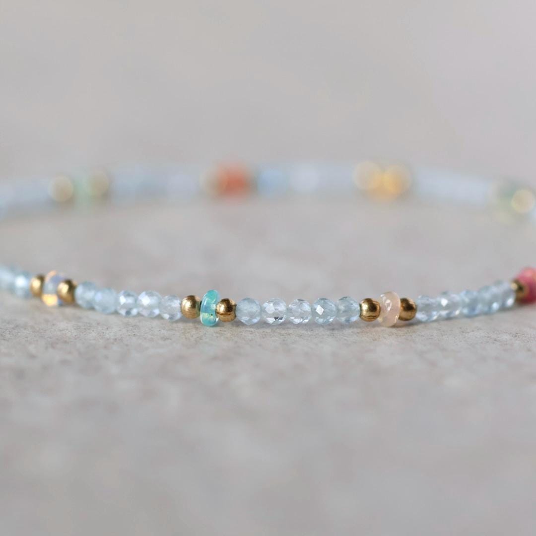 Tiny Pastel Opal and Aquamarine Bracelet