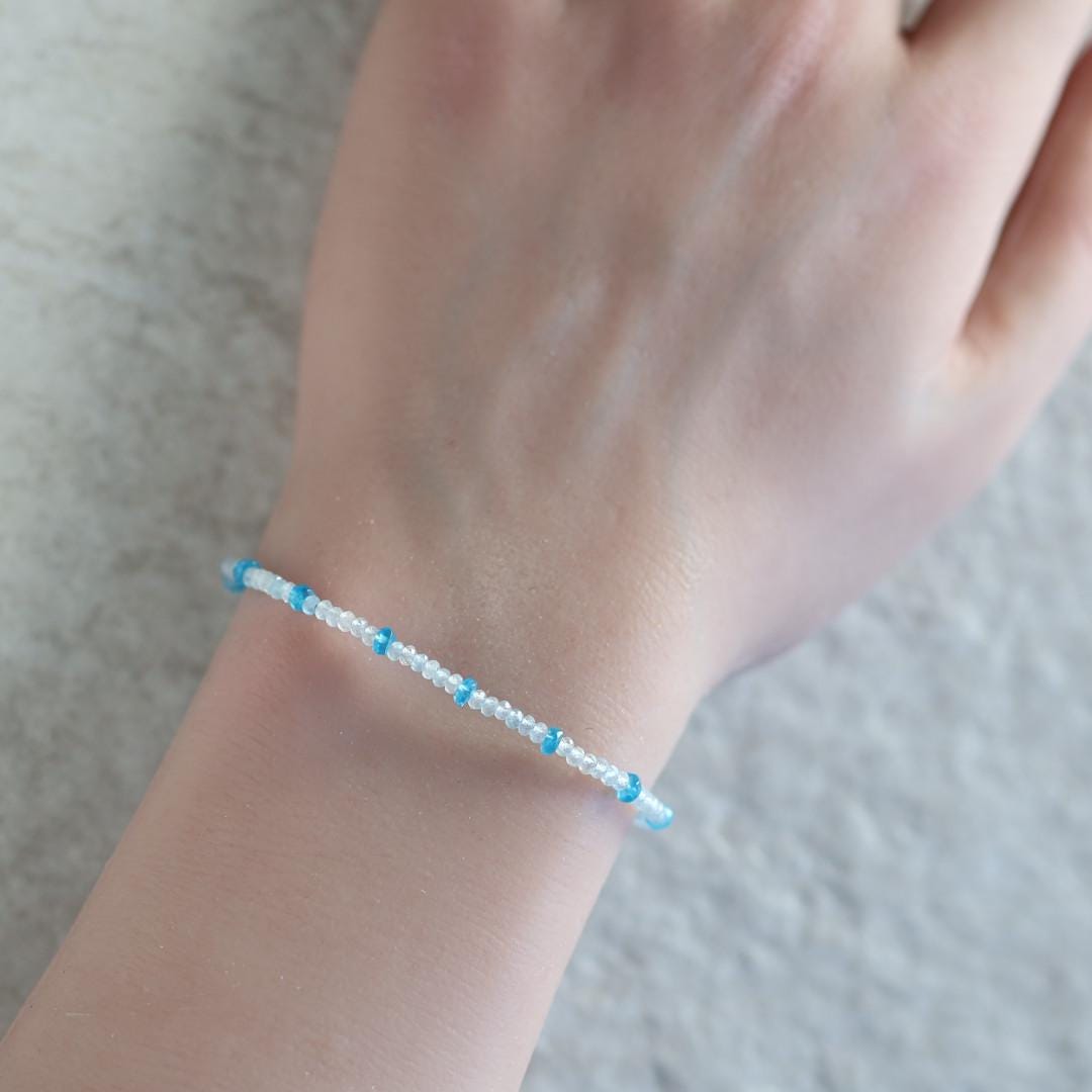 Tiny Aquamarine and Peacock Apatite Bracelet