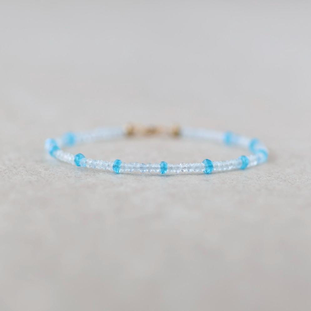 Tiny Aquamarine and Peacock Apatite Bracelet