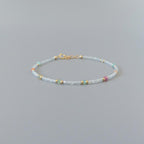 Tiny Pastel Opal Bracelet Dainty Aquamarine Gold Filled Beaded Minimalist Jewelry Birthstone Bracelet Mom Birthday Gift Wife Mom Bridesmaid