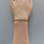 Tiny Mystic Black Spinel Bracelet Dainty Black Opal Gold Filled Bracelet Sparkly Black Crystal Jewelry Minimalist October Birthstone Gift