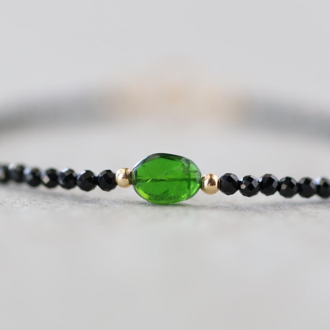 Tiny Black Spinel and Diopside Bracelet
