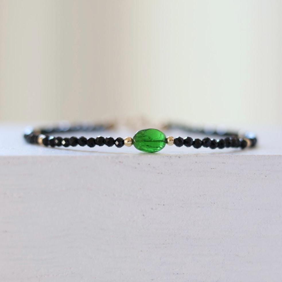 Tiny Black Spinel and Diopside Bracelet