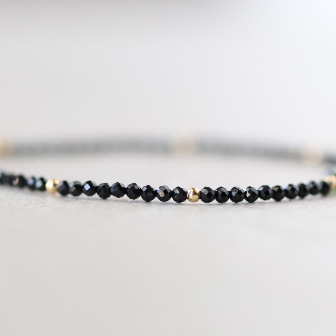 Tiny Black Spinel and Diopside Bracelet