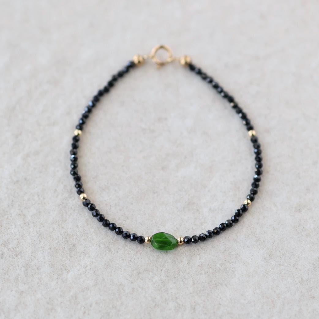 Tiny Black Spinel and Diopside Bracelet