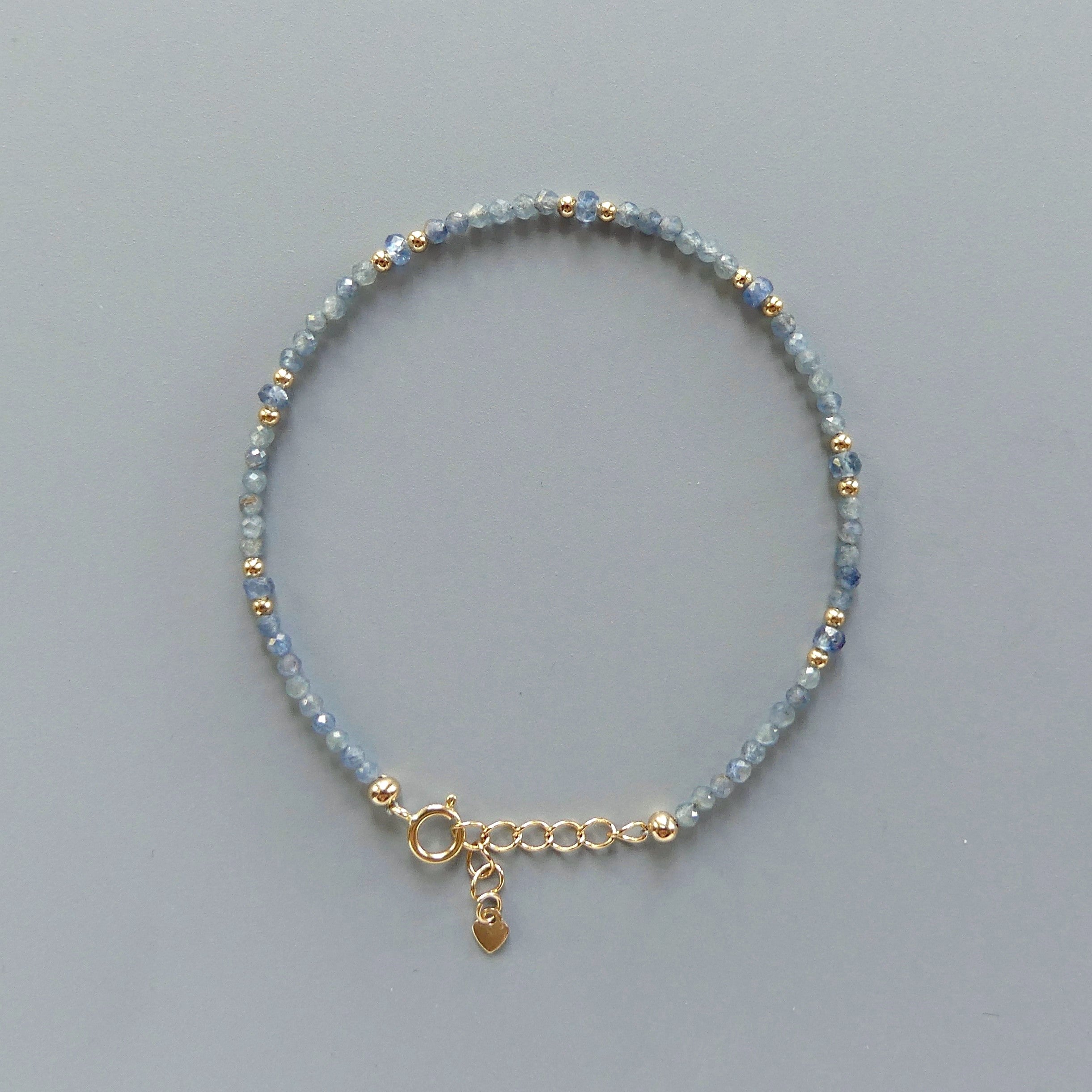 Tiny Blue Sapphire Bracelet Dainty Gemstone Beaded Bracelet Crystal Minimalist Jewelry September Birthstone Gift for Women Wife Daughter