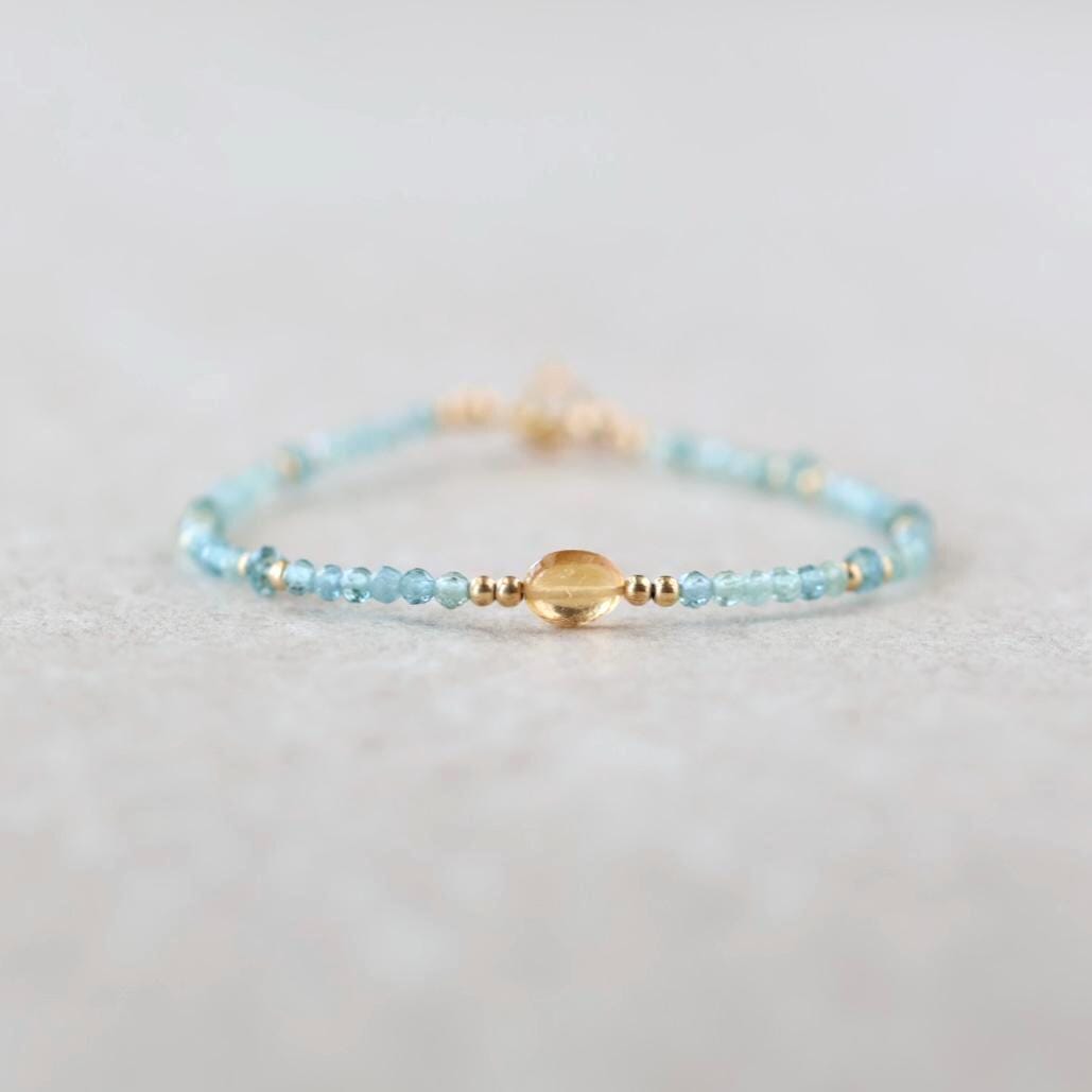 Tiny Blue and Yellow Tourmaline Bracelet