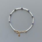 Tiny Blue Sapphire Bracelet Dainty Rock Quartz Gold Filled Bracelet Stacking Minimalist Birthstone Bracelet Gift for Women Wife Daughter