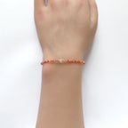 Tiny Carnelian Bracelet Dainty Gemstone Beaded Bracelet Sparkly Orange Crystal Bracelet Stackable Abundance Gift Birthday For Women Wife Mom