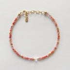 Tiny Carnelian Bracelet Dainty Gemstone Beaded Bracelet Sparkly Orange Crystal Bracelet Stackable Abundance Gift Birthday For Women Wife Mom