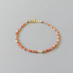 Tiny Carnelian Bracelet Dainty Gemstone Beaded Bracelet Sparkly Orange Crystal Bracelet Stackable Abundance Gift Birthday For Women Wife Mom