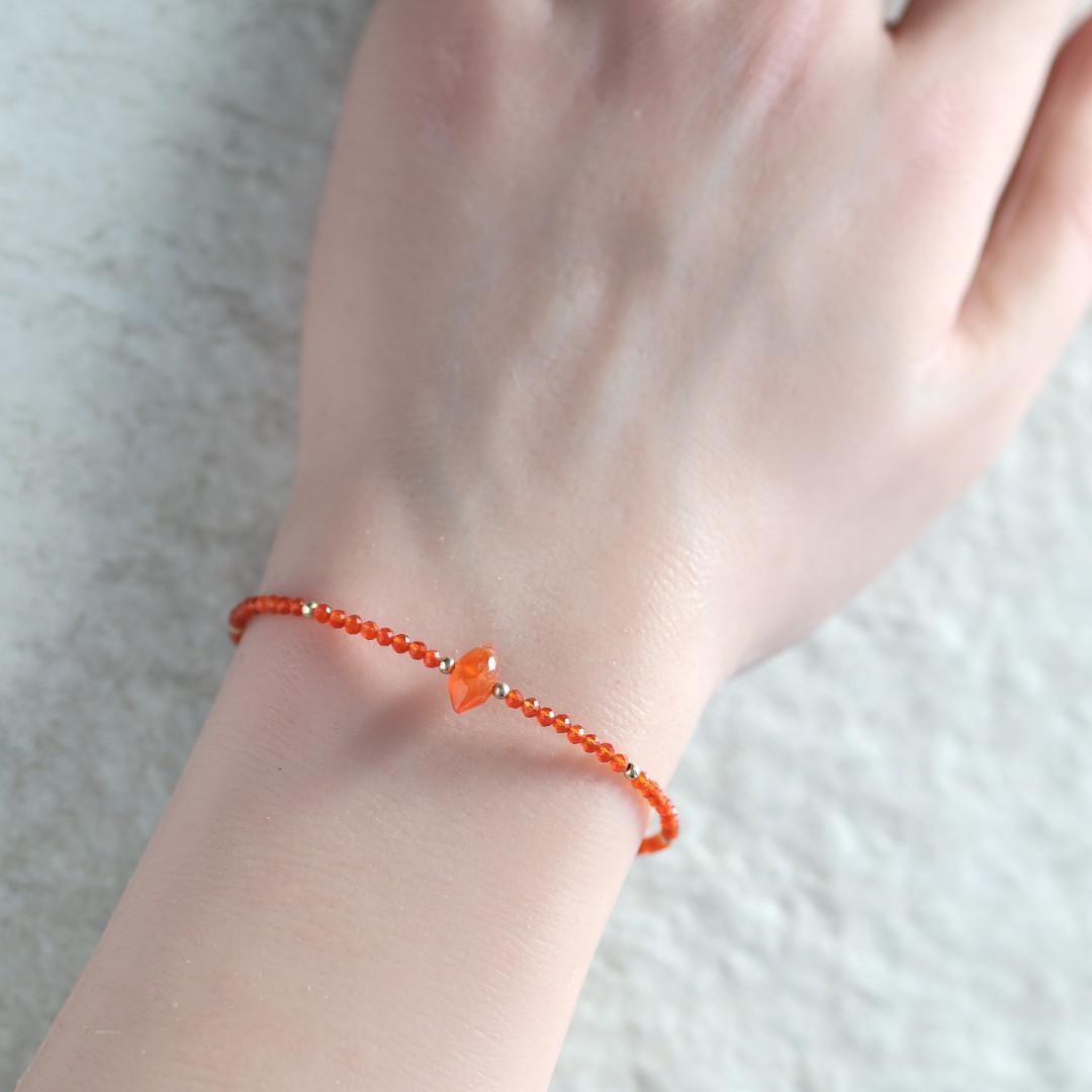 Tiny Carnelian, Rose Quartz, and Pearl Bracelet