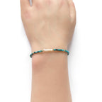 Tiny Chrysocolla Bracelet Pearl Dainty Bracelet Gemstone Beaded Jewelry Minimalist Teal Crystal Bracelet Birthday Gift Mom Wife Gift Sister
