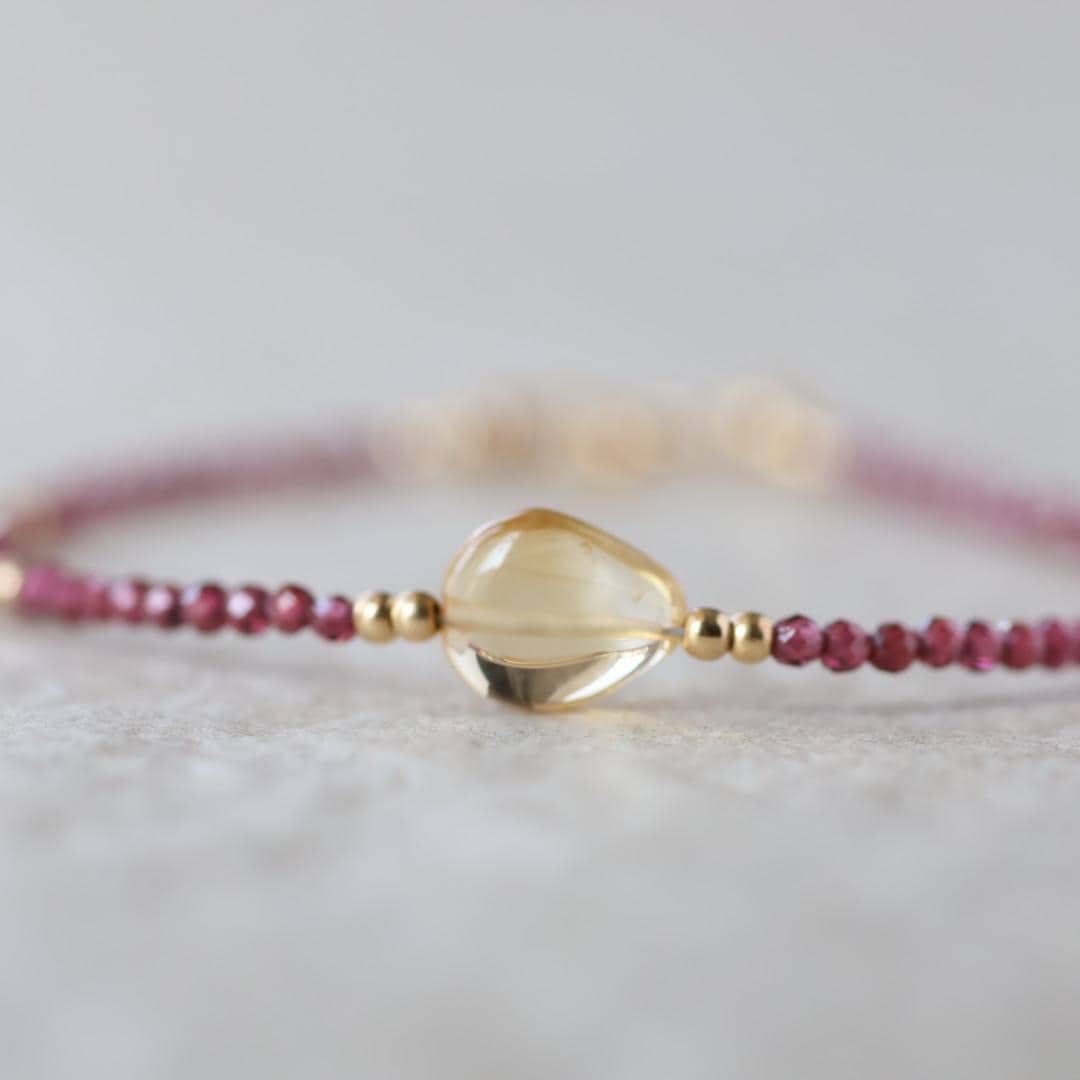 Tiny Citrine and Rhodolite Garnet Bracelet