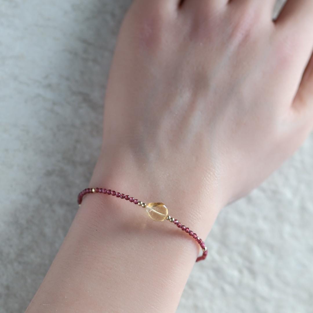 Tiny Citrine and Rhodolite Garnet Bracelet