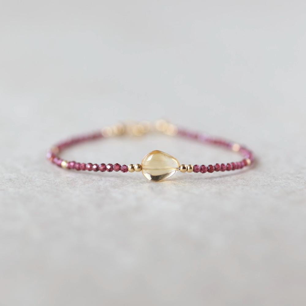 Tiny Citrine and Rhodolite Garnet Bracelet