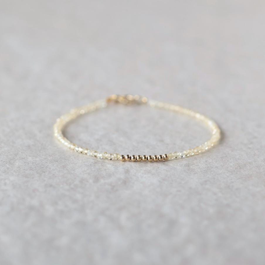 Tiny Citrine Gold Filled Bracelet