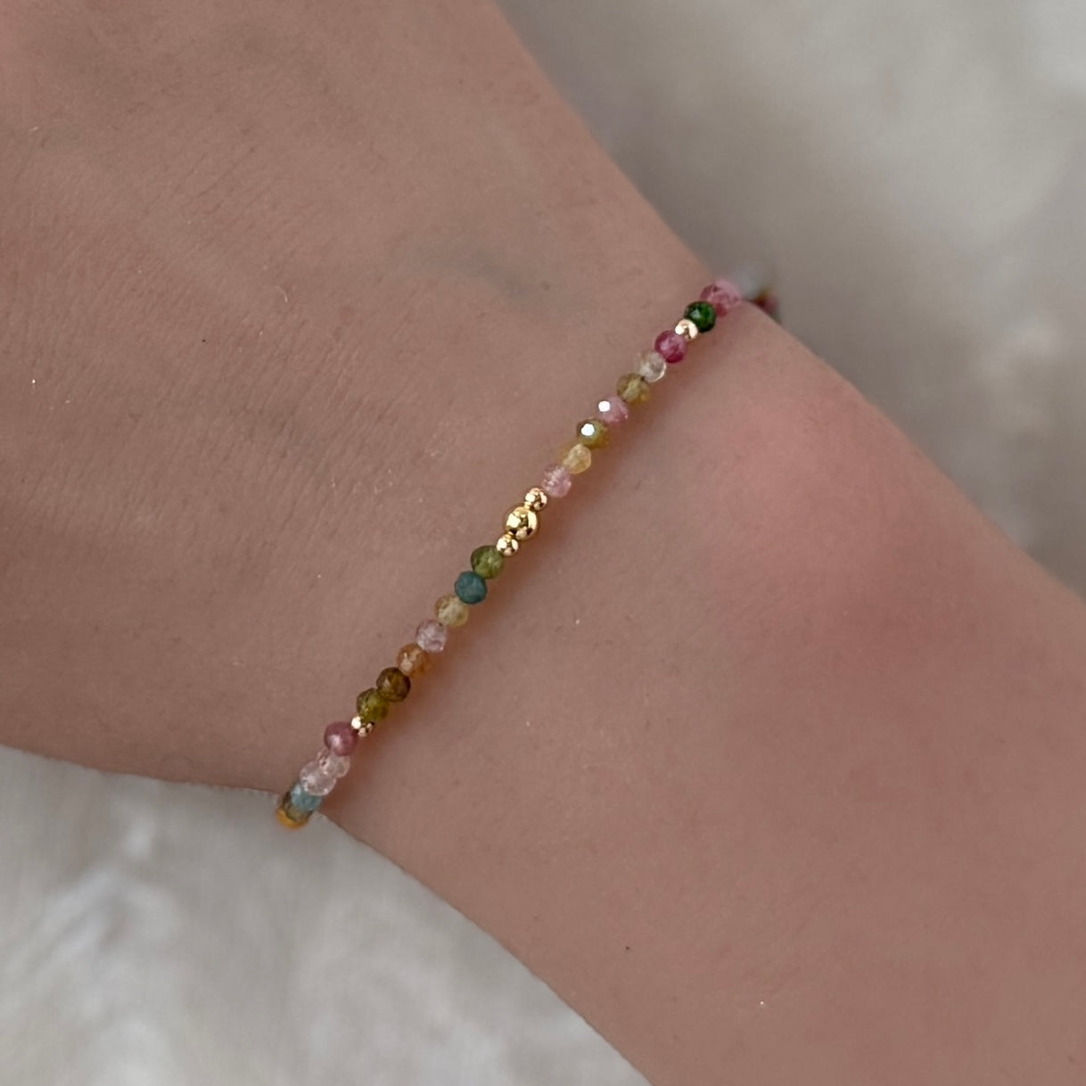 dainty watermelon tourmaline bracelet October birthstone meaningful gift